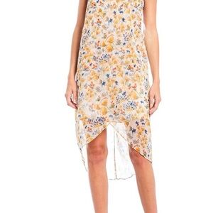 Gianni Bini Floral High Low Dress - Yellow and Blue
